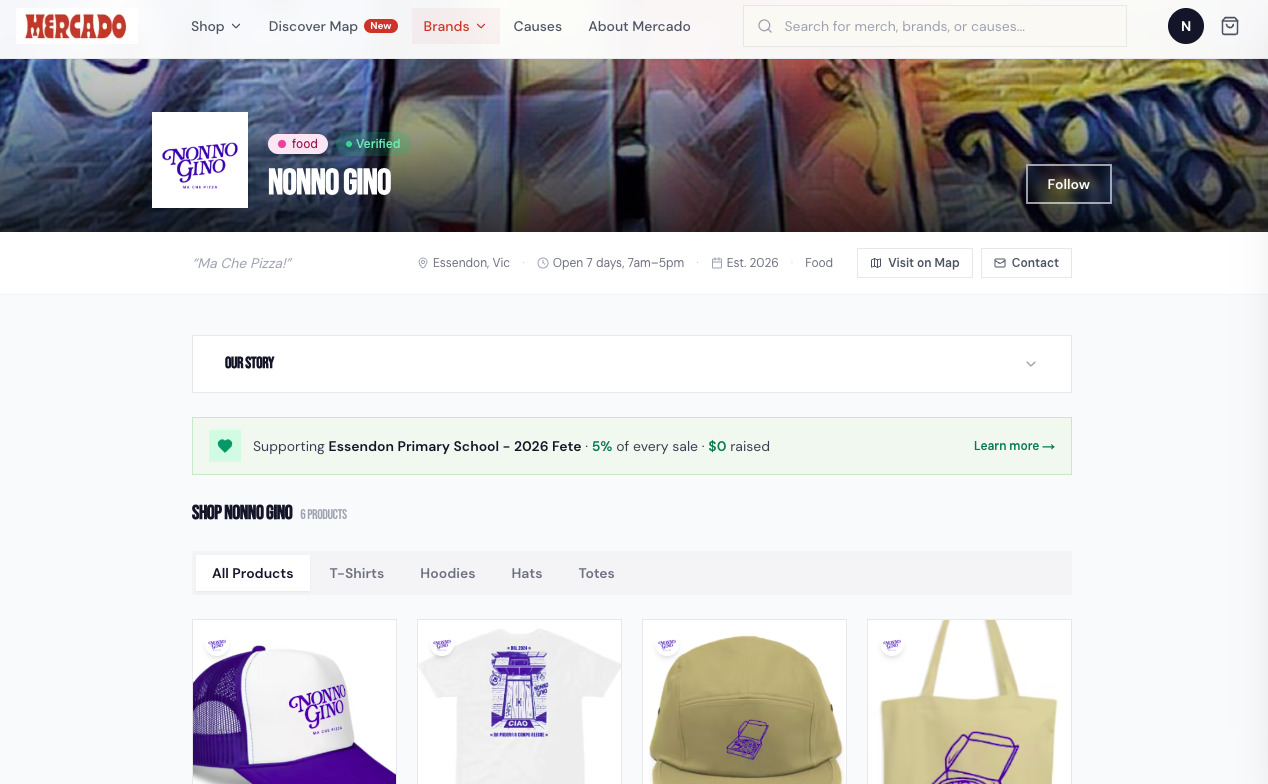 Mercado brand store page