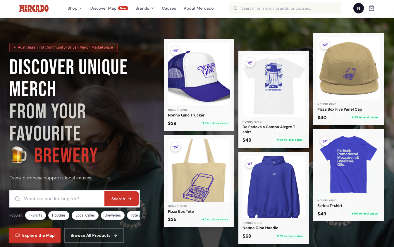 Mercado homepage marketplace view